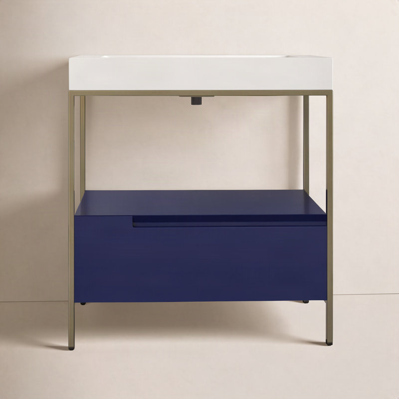 Texel 30" W Single  Vanity, Navy Blue, White, White