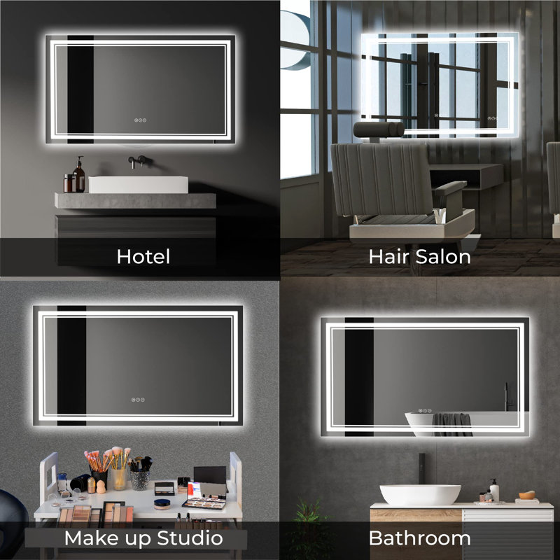 Jayce LED Vanity Mirror with Memory Function, 3 Color Temperatures & Dimmable Light, Anti-fog Tempered Glass ETL Listed Mirror