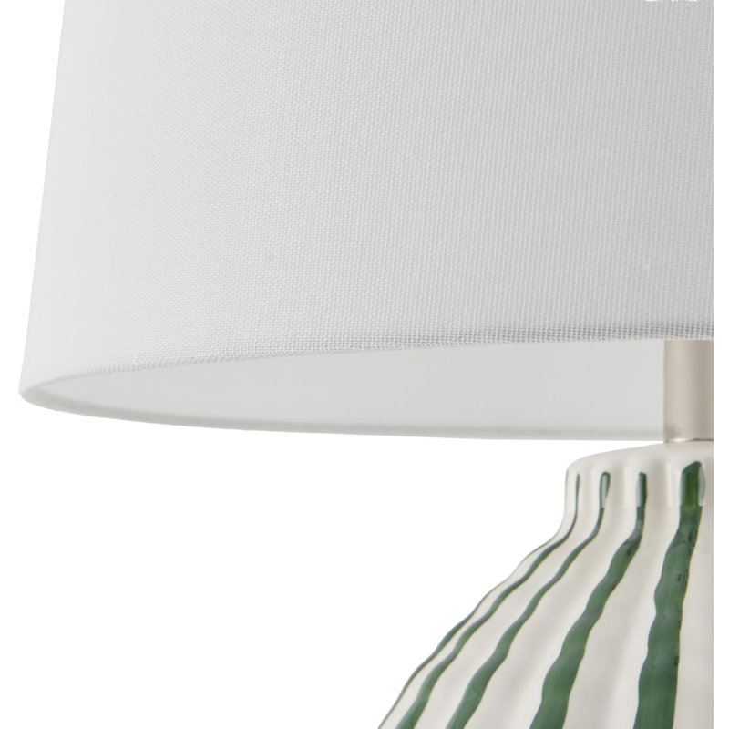 Ivy Bronx Hartung Table Lamp - Green Striped Design