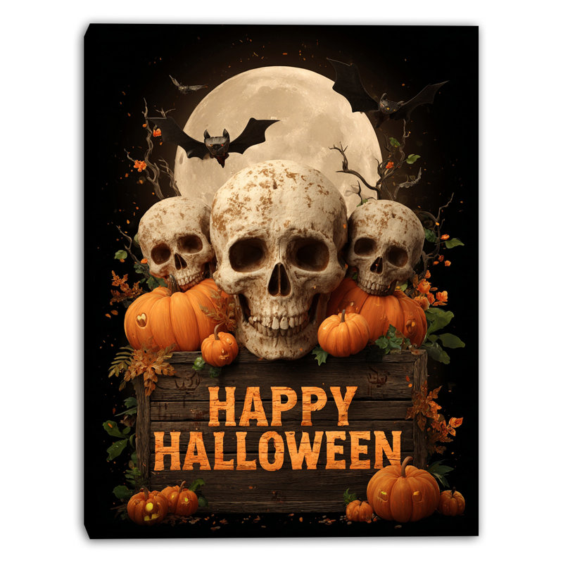 Halloween, crâne et citrouilles, art mural