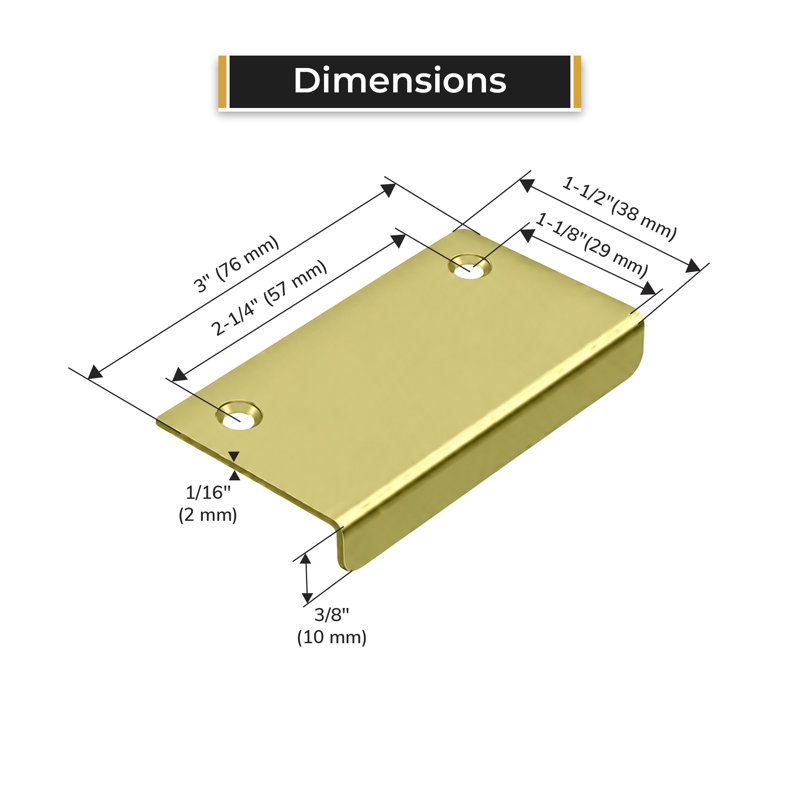 DCM315U3-UNL Tiroir, armoire, miroir, 3 po x 1-1 / 2 po en laiton non laqué