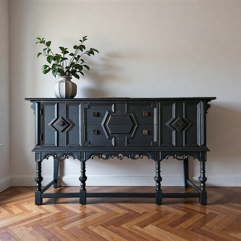 High-End Retro Black Sideboard