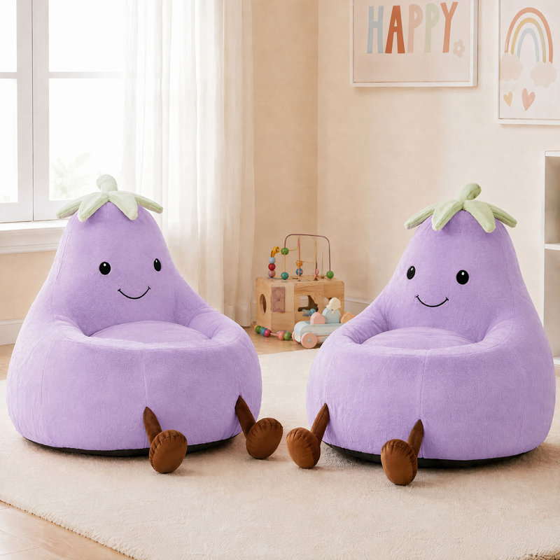 Fauteuil à billes avec aubergine Kannon, H 21,65 po x l 24,4 po x P 23,62 po, Mauve