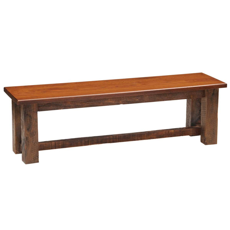 Reclaimed Barnwood Solid Wood Bench, 18" H x 42" W x 15" D, Antique Oak