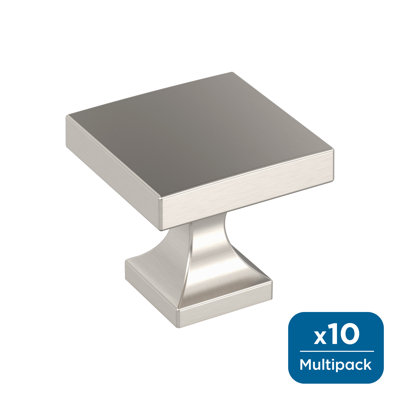 Pedestal 1-1/16 inch (27mm) Length Satin Nickel Cabinet Knob - 10 Pack