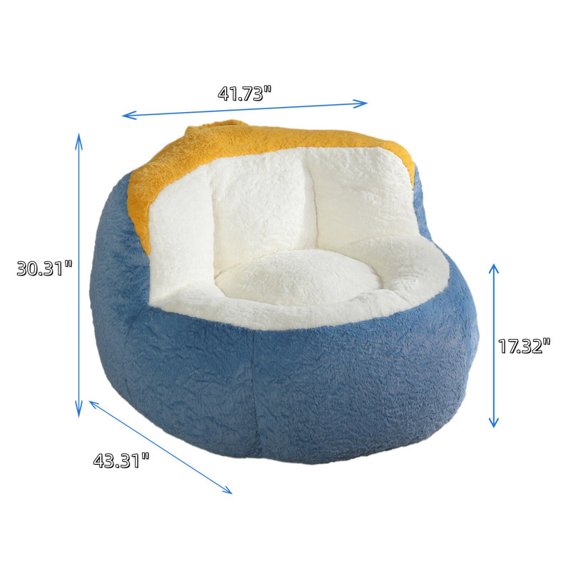 Fauteuil à billes très grand, fauteuil surdimensionné pour le salon, Fausse fourrure bleue
