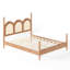 Grand lit plateforme, cadre de lit à baldaquin en bois avec tête de lit courbée tissée, lit élégant pour la chambre à coucher, naturel