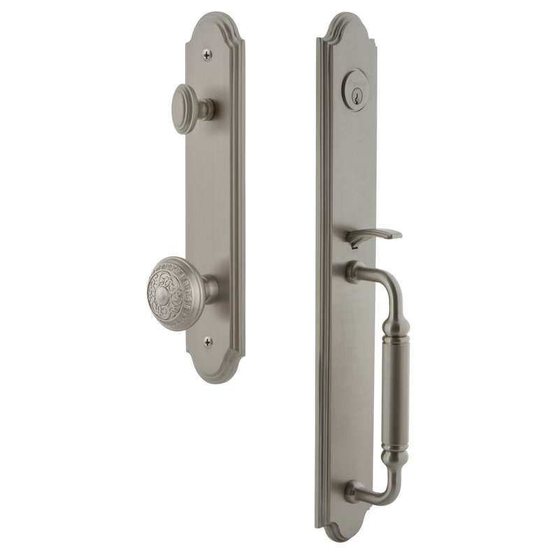 Arc Dummy Handleset with Deadbolt and Windsor Knob and Rosette, Satin Nickel