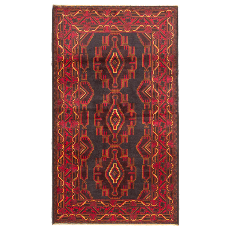 Tapis noir Teimani 3 pi 7 po x 6 pi 5 po