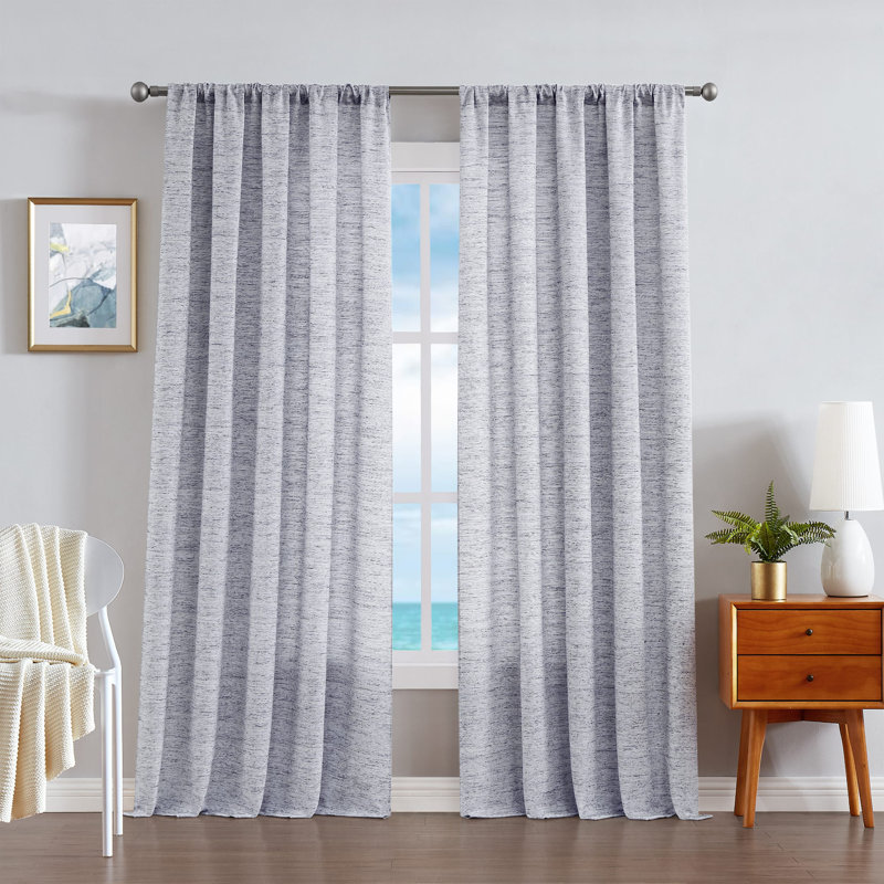 Nautica Light Filtering Rod Pocket Window Curtains Pair, 54" x 84", Slate