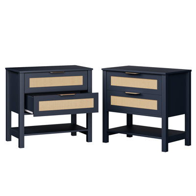 Rattan 2-Drawer End Table Set Of 2