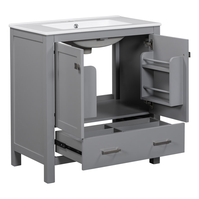 60"  Bathroom Vanity Set With Double Vanities, Gray
