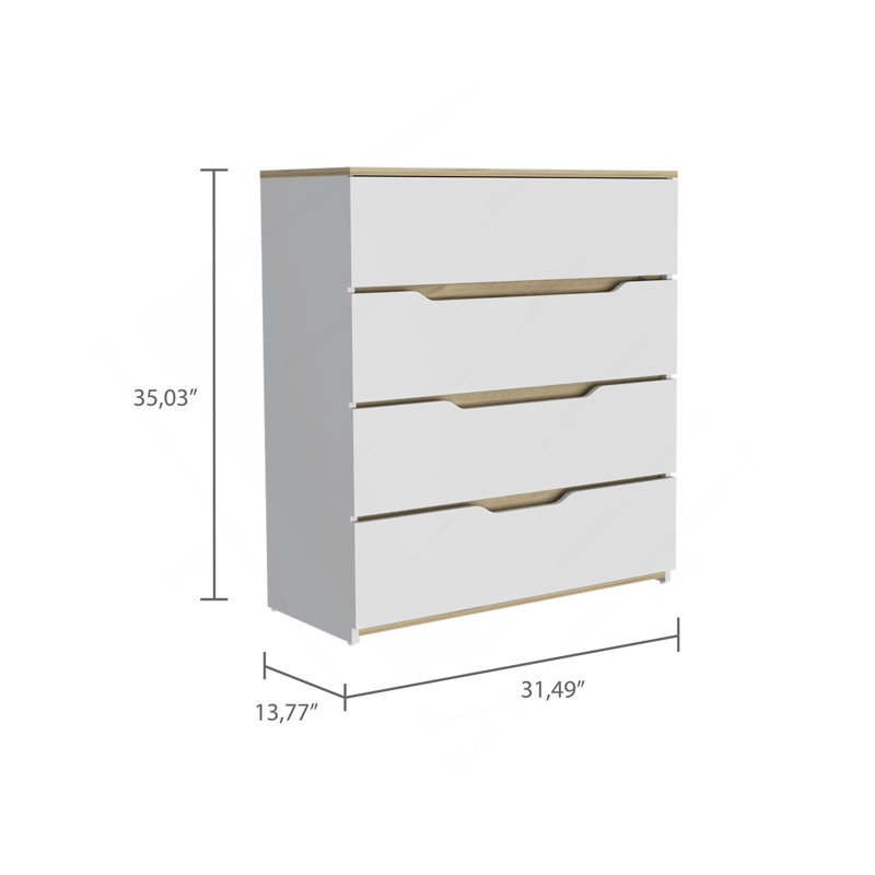 Commode 4 tiroirs Lynbrook, Blanc