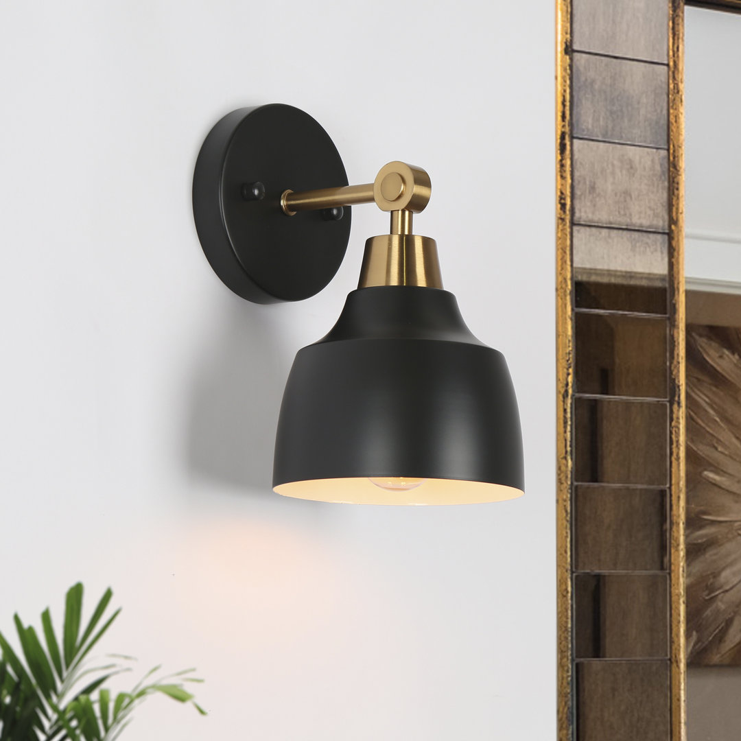 Escarment 1-Light Dimmable Black Armed Bathroom Wall Sconce ETL Certified 17 Stories