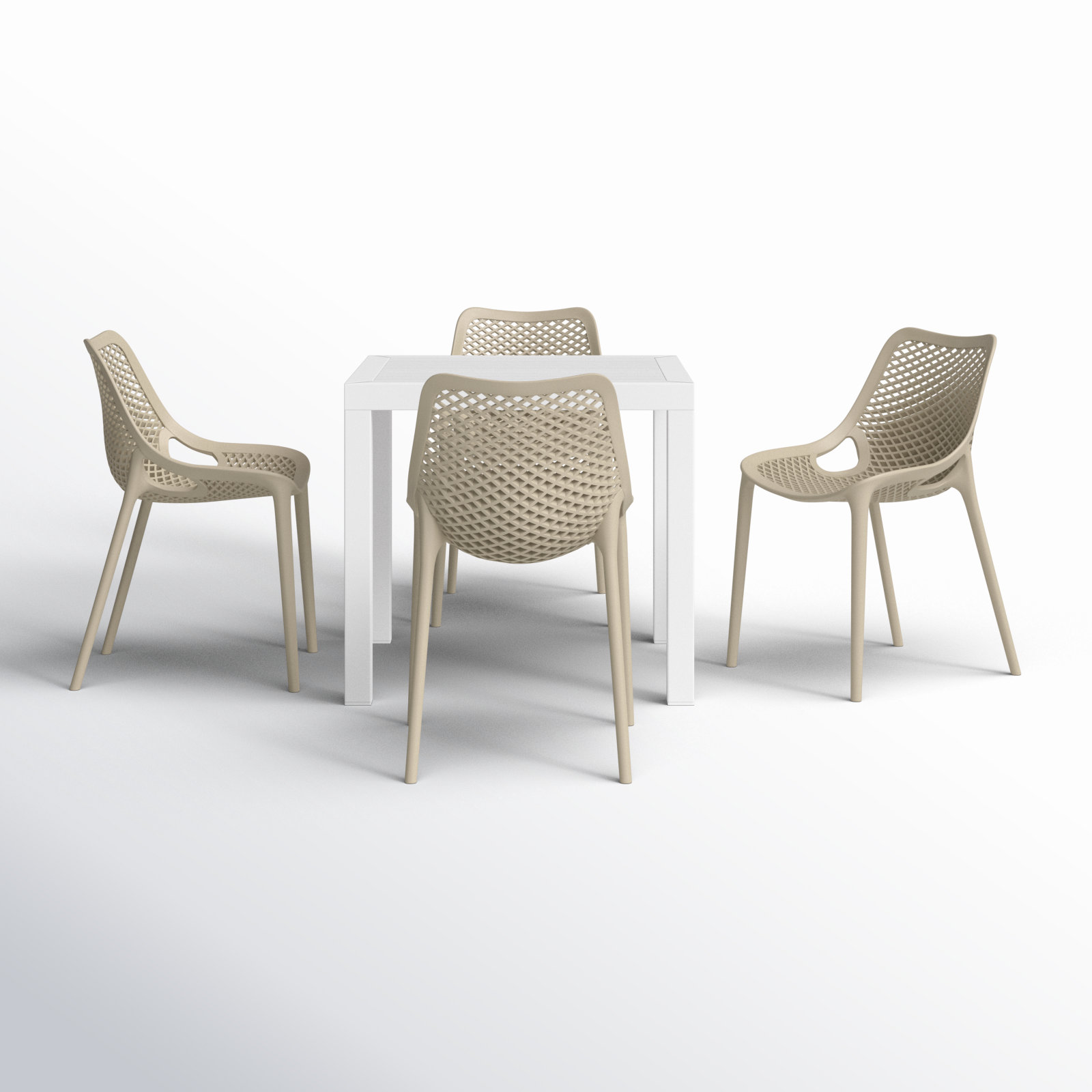 Asherton Square 4-Person Outdoor Dining Set, White/Taupe