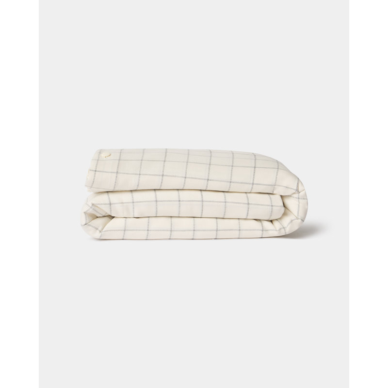 Schoolhouse Windowpane Plaid Cotton Duvet Cover, Queen Duvet Cover, Black Plaid