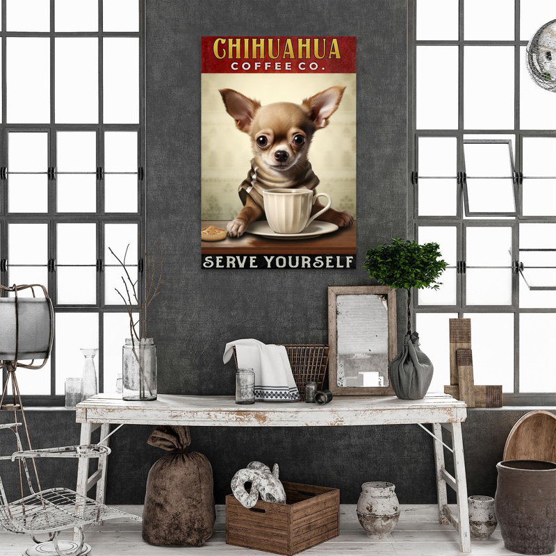 Chihuahua Coffee Co - 1 pièce Rectangle Ar Chihuahua Coffee Co - 1 pièce Rectangle, reproduction d'art sur toile tendue