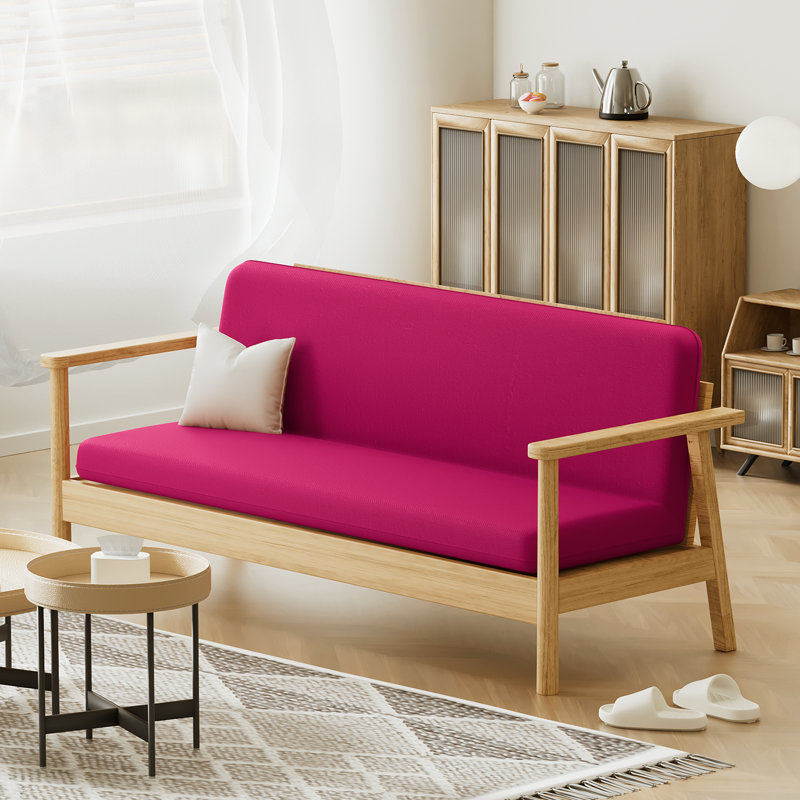 Housse pour canapé-lit réversible en tissu de polyester réversible avec fermeture à glissière 3 côtés, Complète, Rose vif
