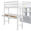 Lit mezzanine double avec bureau intégré, tiroirs et tablettes de rangement, blanc - Solution d'étude et de sommeil peu encombrante