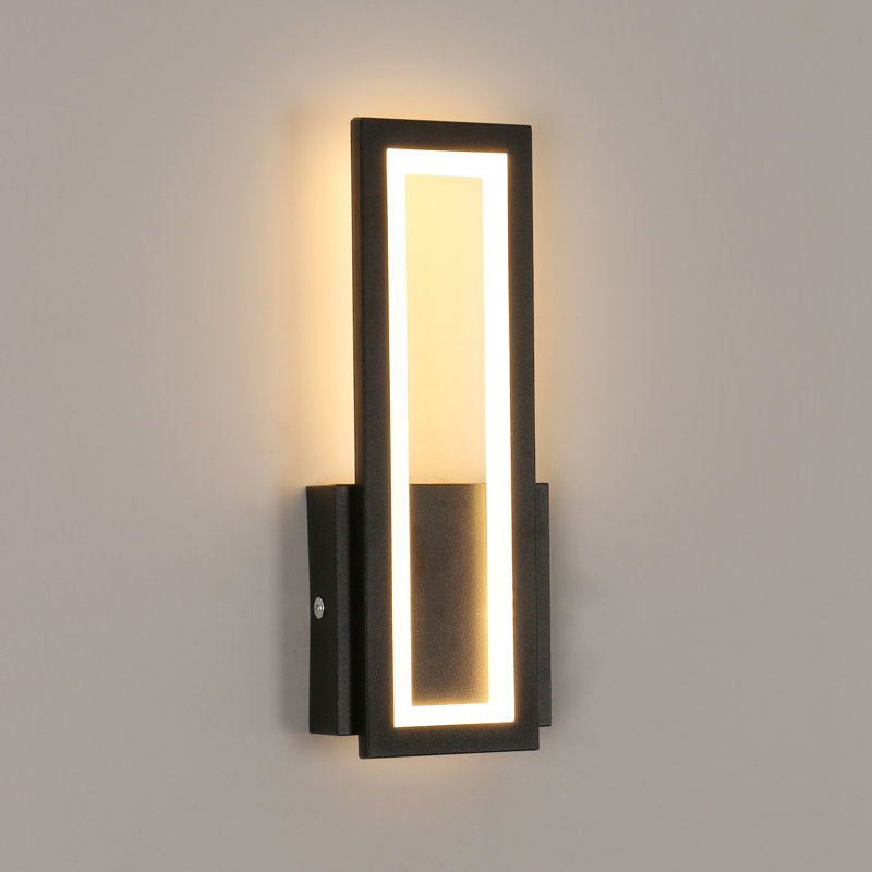 LED Rectangular Wall Sconce 3000K Warm Light, Black