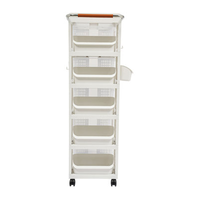 5-Tier Rolling Storage Cabinet with Drawers