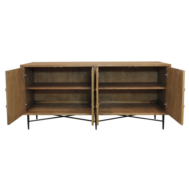 Buffet bas en bois de pin de 71 po de largeur Jillian, Brown