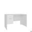 Bureau moderne avec deux tiroirs et rangement latéral, poste de travail d'ordinateur compact pour bureau à domicile ou salle d'étude, blanc