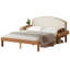 Lit plateforme en bois avec tête de lit rembourrée et étagères de rangement latérales-970735068-970735070