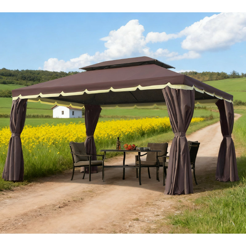 Gazebo Patio Gazebo, Aluminum Frame Double Roof Outdoor Gazebo Canopy Shelter