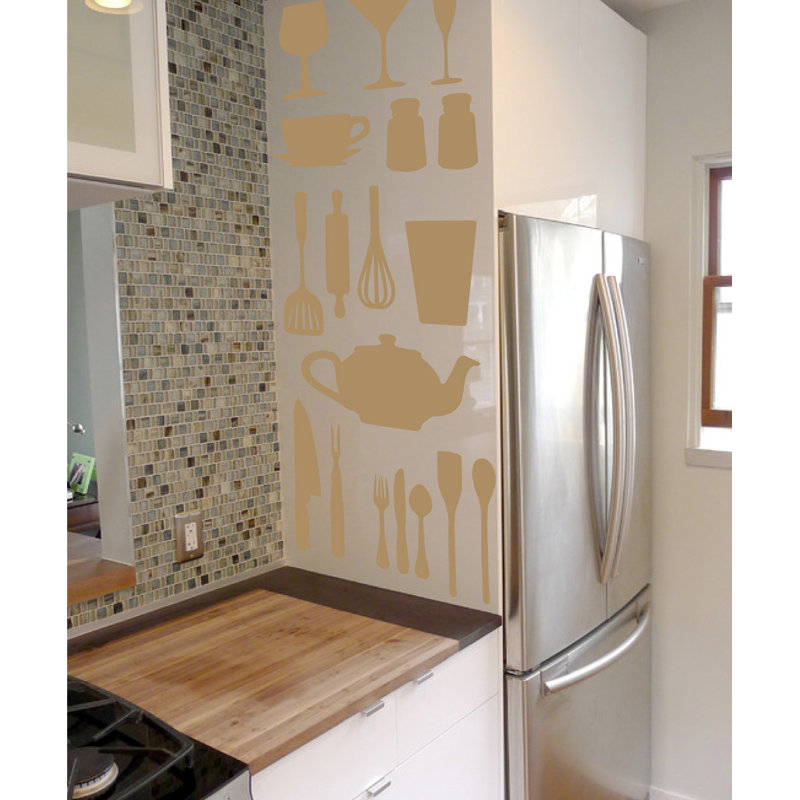 Décalcomanie murale de cuisine, Brun pâle, H 51 po x l 40 po x P 0,01 po