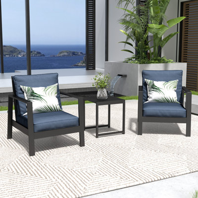 Brandtley Aluminum 3-piece Outdoor Sofa Seating Group With Cushions
