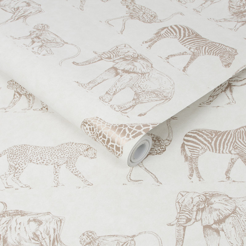Thile Wallpaper Roll, Cream/Rose Gold