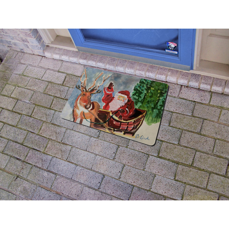 Tapis d'extérieur antidérapant Gavrila Renne and Santa 26 po x 18 po