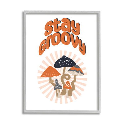 «Stay Groovy Mushroom», impression sur bois par Martina Pavlova