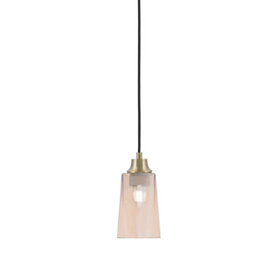 Cord Hung Pendant Shown In New Age Brass Finish With 4.5" W x 6.5" H Amber Gradient Glass