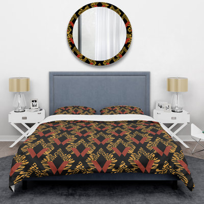 Ensemble de housse de couette en microfibre noir / jaune 3 pièces