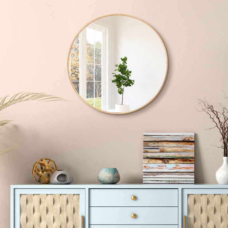 Metal Rectangle Wall Mirror, 24" H x 24" W, Shiny Gold