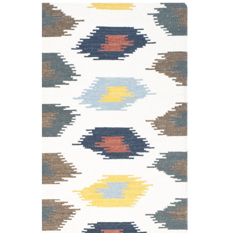 Tapis ivoire en laine et coton tissé à la main Rodgers, Carré 6 pi
