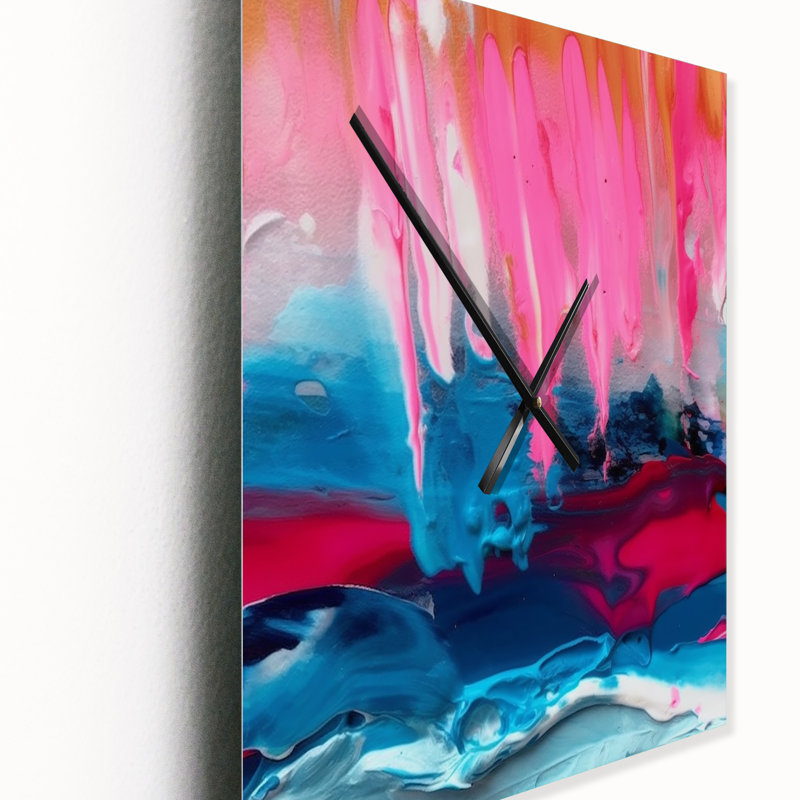 Pink And Blue Modern Abstract - Abstract Very Large Wall Clocks, 32" H x 16" W x 1" D