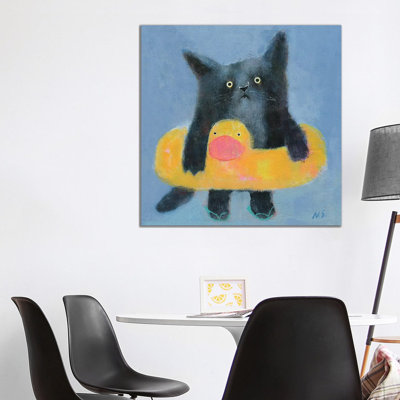 Black Cat With Bath Tube By Natalia Shaloshvili - Wrapped Canvas Painting by Natalia Shaloshvili - Wrapped Canvas Painting