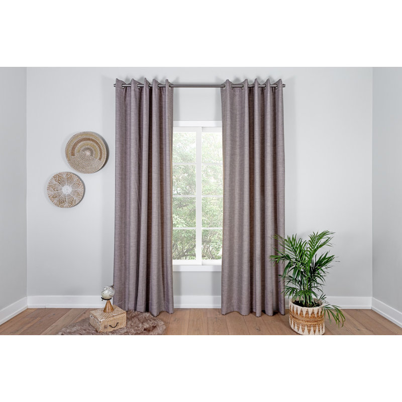 Paire de rideaux unis avec œillets, Taupe, L 64 po x L 84 po