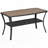 Outsunny Patio PE Rattan Coffee Table With Storage Shelf, Hand-Woven Wicker Outdoor Side Table, 2-Layer Storage Table With Wood-Plastic Composite Top, For Garden, Porch, Backyard