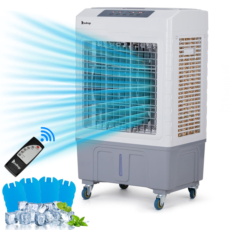 3 In 1 Portable Air Conditioner, Portable AC Unit With 4 Ice Packs For Room Up To 323 Sq.Ft, With Remote Control,White And Gray