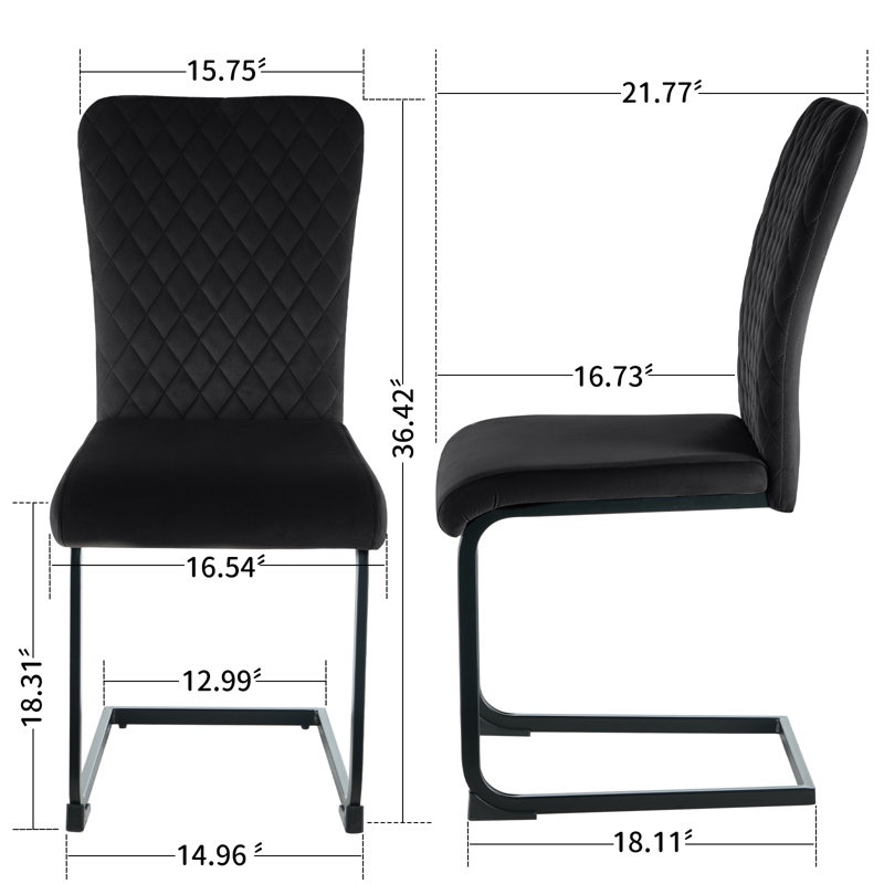 Chaise rembourrée moderne en velours sans accoudoirs, 4