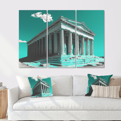Green White Greek Historic Monument Photo II - Monuments Wall Decor Set