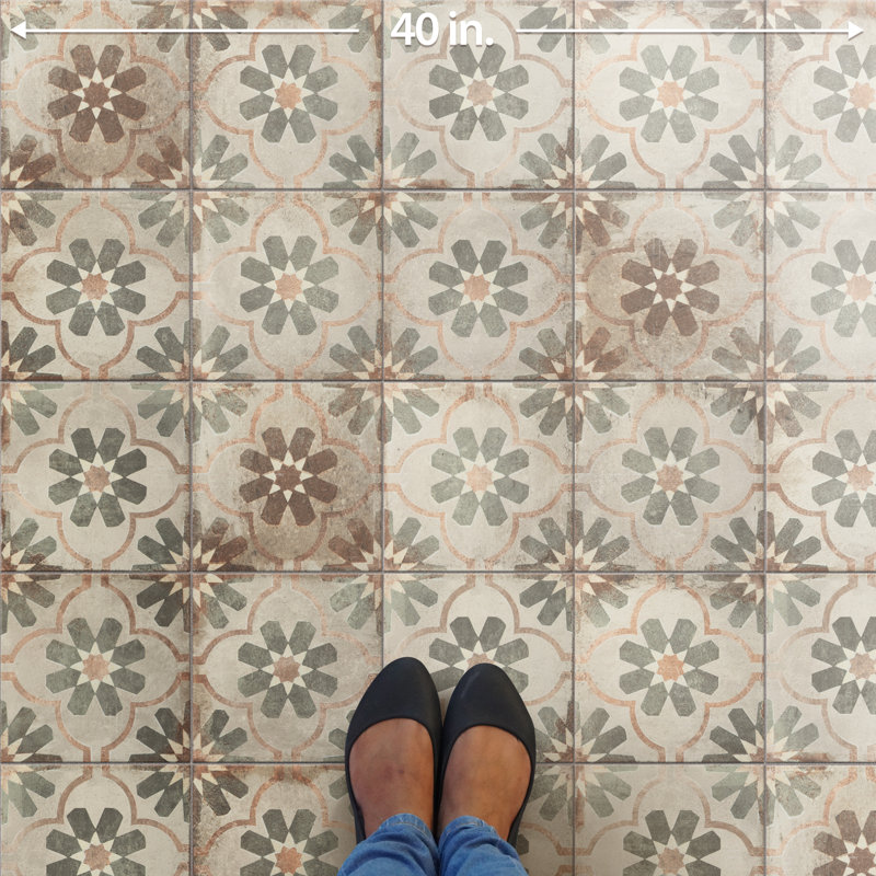 D'Anticatto Decor Florence 9" x 9" Porcelain Patterned Wall & Floor Tile
