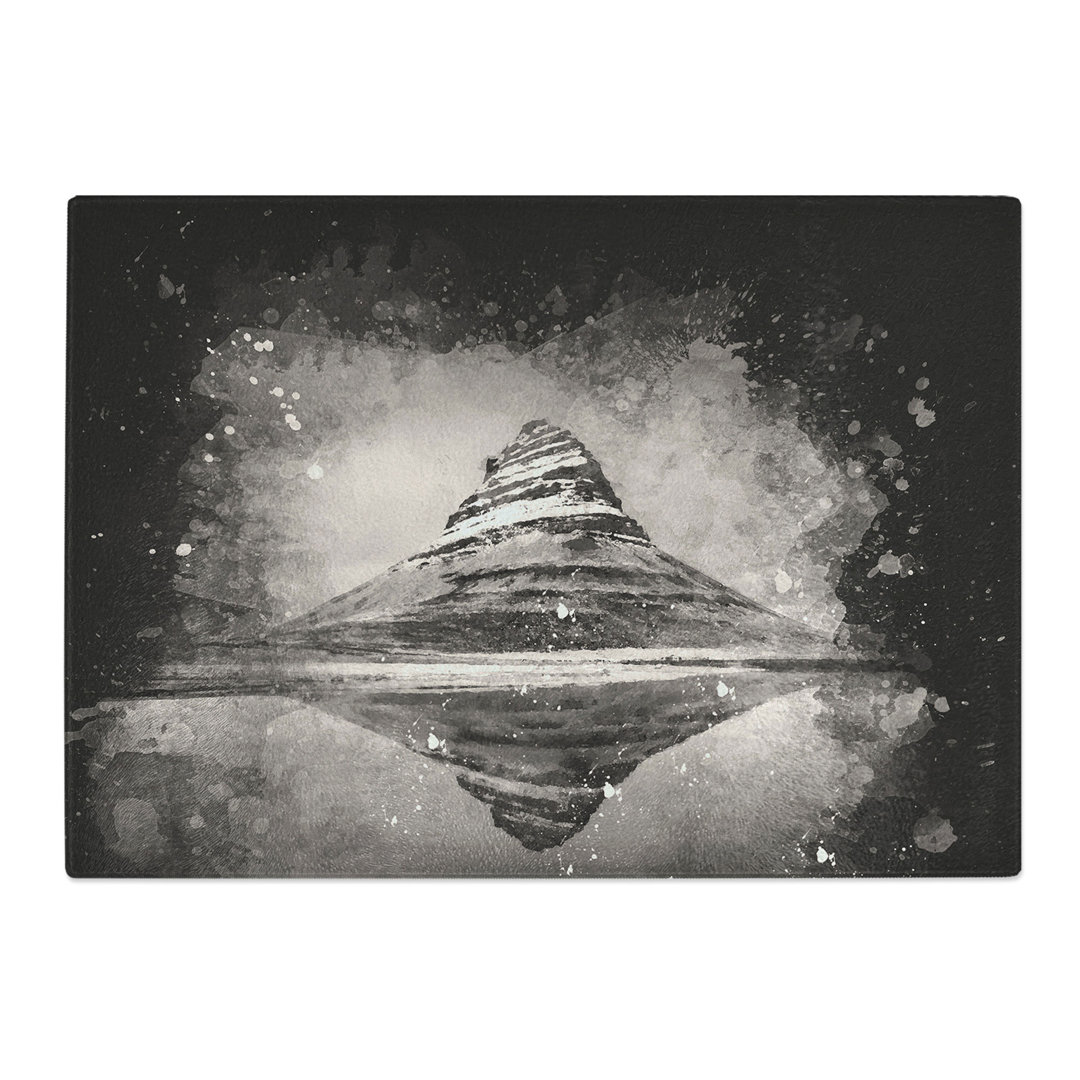 Tempered Glass View of Kirkjufell Mountain in Iceland Paint Splash Chopping Board