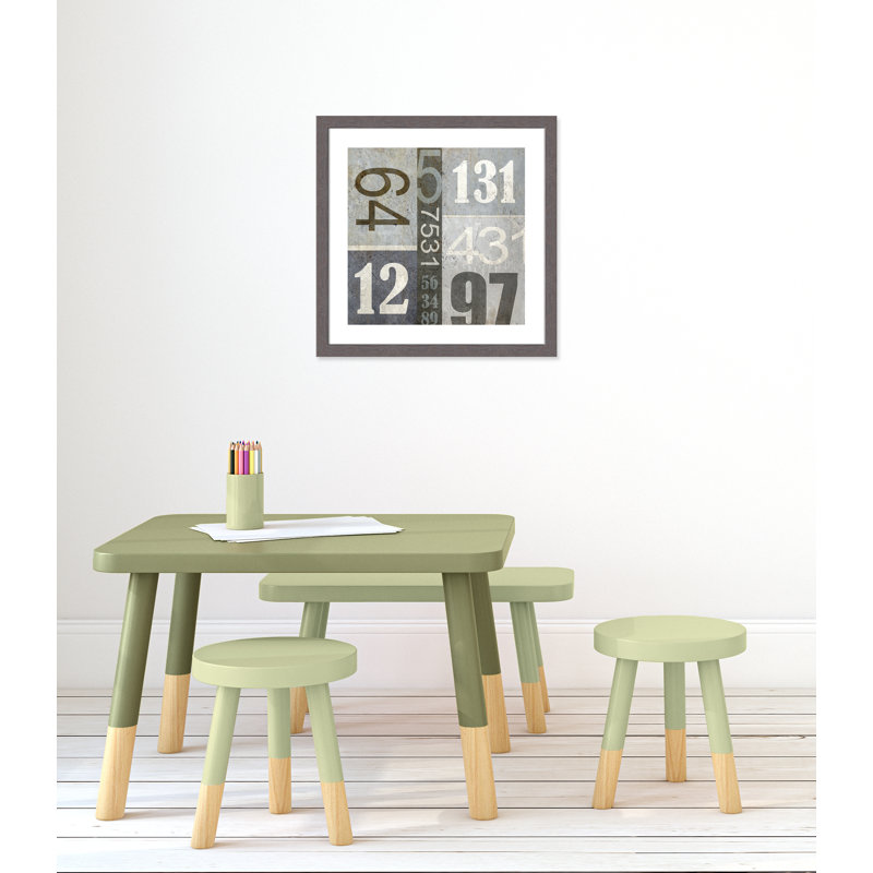 Art numérique encadré, H 22,5 po x l 22,5 po x P 0,6 po, Encadré plat à grain de bois gris