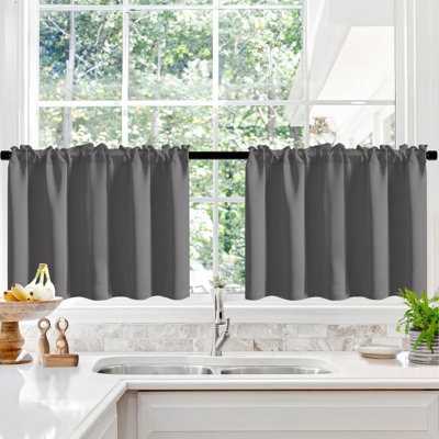 Short Room Darkening Thermal Insulated Window Curtains (Set of 2)