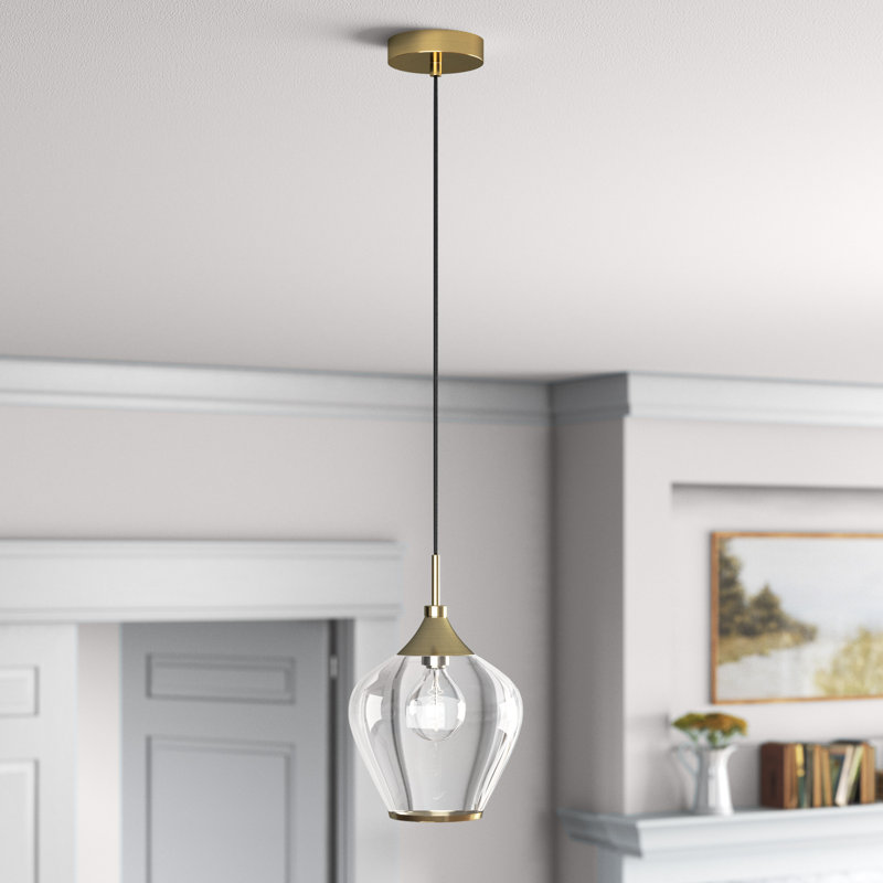 Luminaire suspendu en forme de cloche à 1 lumière Menades Ameah, Laiton antique